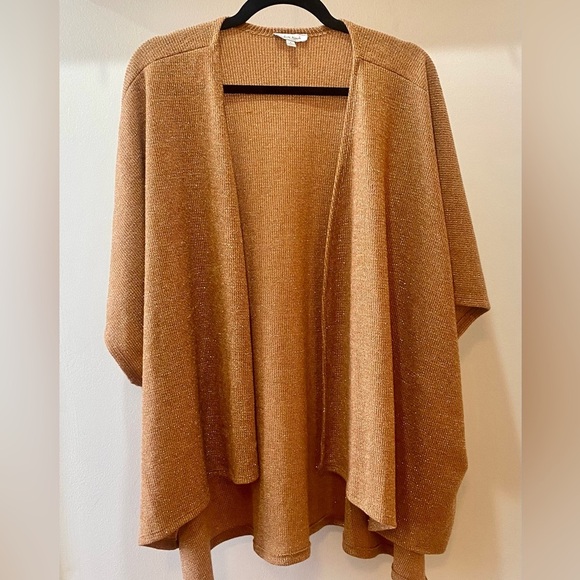 white birch Sweaters - White Birch Gold Glittery Women's Open Cardigan Poncho Size Large